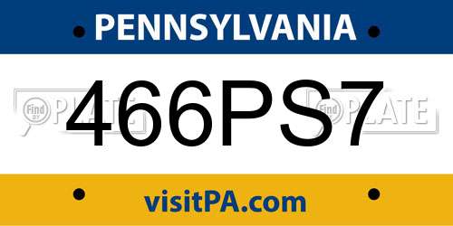 466PS7 Pennsylvania License Plate
