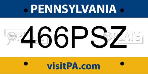 466PSZ Pennsylvania License Plate