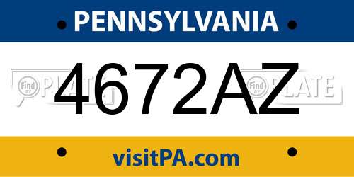 4672AZ Pennsylvania License Plate