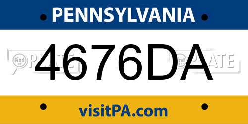 4676DA Pennsylvania License Plate
