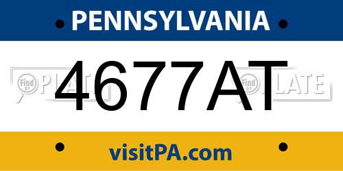 4677AT Pennsylvania License Plate