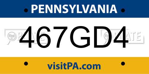 467GD4 Pennsylvania License Plate
