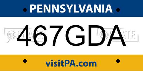 467GDA Pennsylvania License Plate