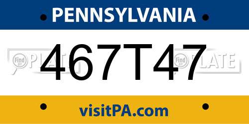 467T47 Pennsylvania License Plate