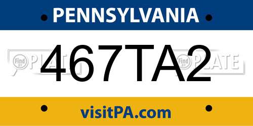 467TA2 Pennsylvania License Plate