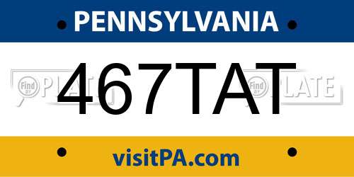 467TAT Pennsylvania License Plate