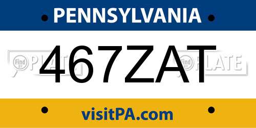 467ZAT Pennsylvania License Plate