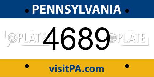 4689 Pennsylvania License Plate