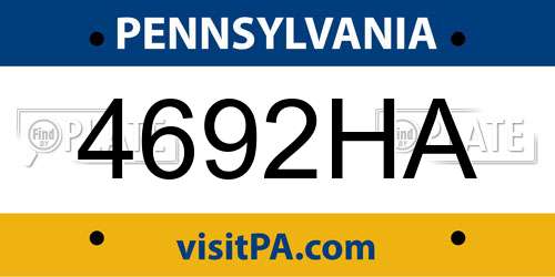 4692HA Pennsylvania License Plate