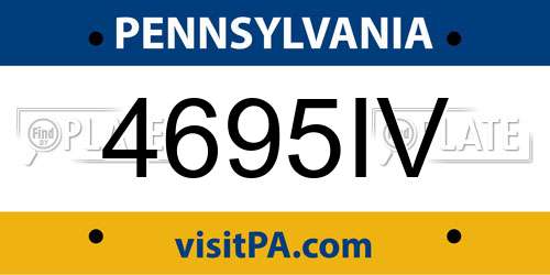 4695IV Pennsylvania License Plate