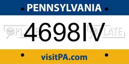 4698IV Pennsylvania License Plate