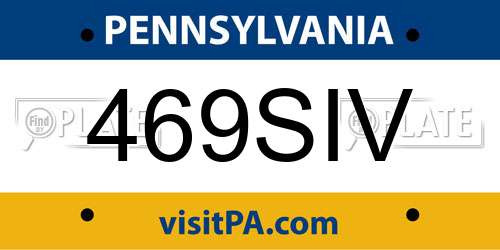 469SIV Pennsylvania License Plate