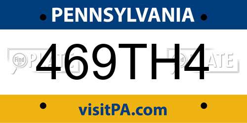 469TH4 Pennsylvania License Plate