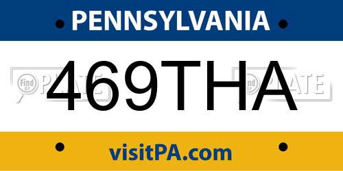 469THA Pennsylvania License Plate