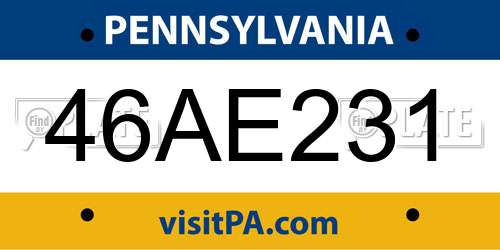 46AE231 Pennsylvania License Plate