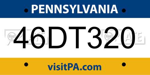 46DT320 Pennsylvania License Plate