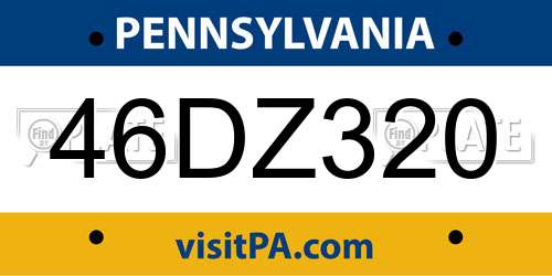 46DZ320 Pennsylvania License Plate