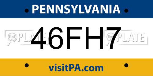 46FH7 Pennsylvania License Plate