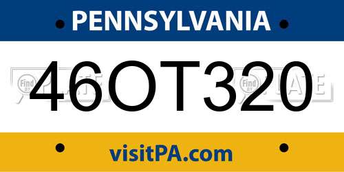 46OT320 Pennsylvania License Plate