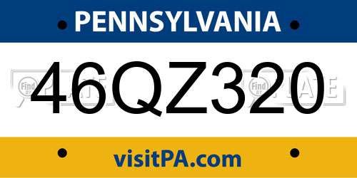 46QZ320 Pennsylvania License Plate
