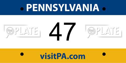 47 Pennsylvania License Plate