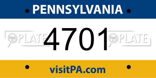 4701 Pennsylvania License Plate