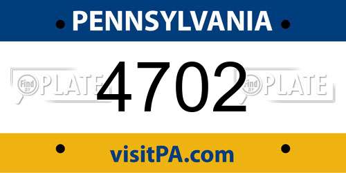 4702 Pennsylvania License Plate