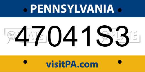 47041S3 Pennsylvania License Plate