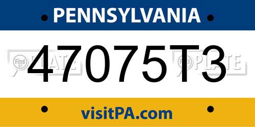 47075T3 Pennsylvania License Plate