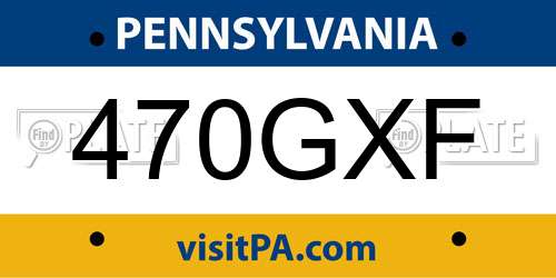 470GXF Pennsylvania License Plate