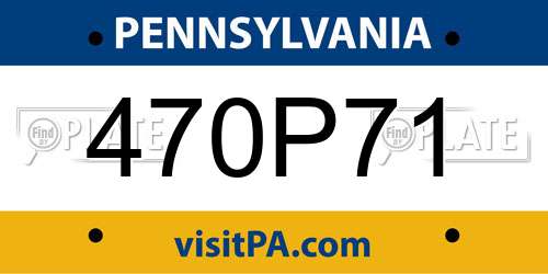 470P71 Pennsylvania License Plate