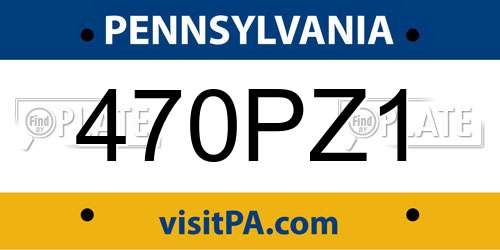470PZ1 Pennsylvania License Plate