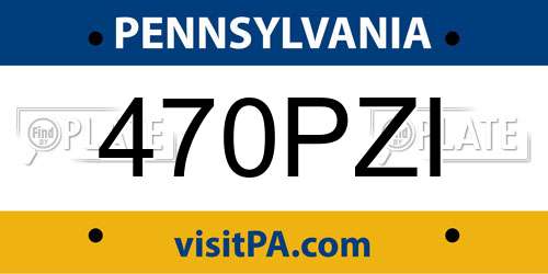 470PZI Pennsylvania License Plate