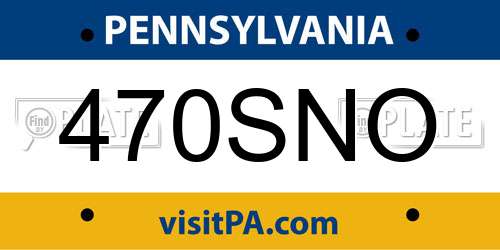 470SNO Pennsylvania License Plate