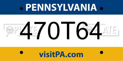 470T64 Pennsylvania License Plate