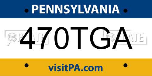 470TGA Pennsylvania License Plate