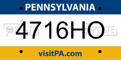 4716HO Pennsylvania License Plate