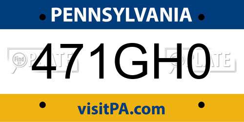 471GH0 Pennsylvania License Plate