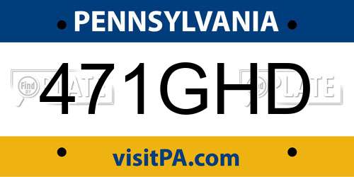 471GHD Pennsylvania License Plate