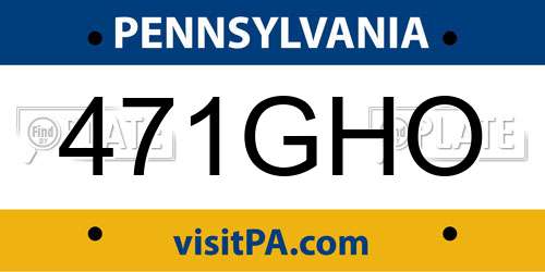 471GHO Pennsylvania License Plate
