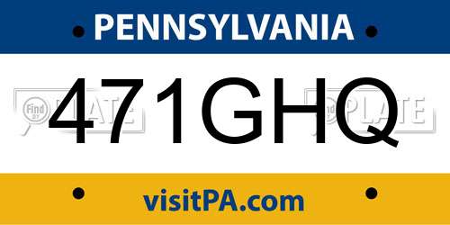 471GHQ Pennsylvania License Plate