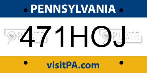 471HOJ Pennsylvania License Plate