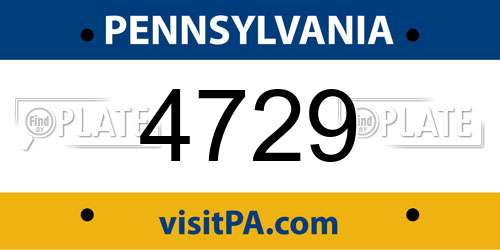 4729 Pennsylvania License Plate