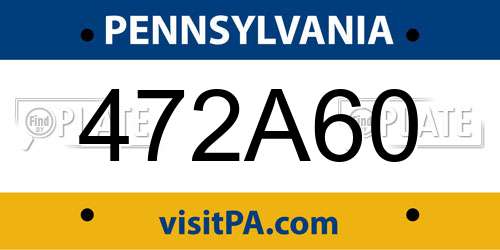 472A60 Pennsylvania License Plate