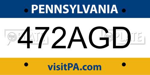 472AGD Pennsylvania License Plate