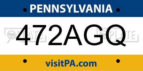 472AGQ Pennsylvania License Plate