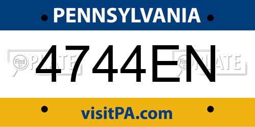 4744EN Pennsylvania License Plate
