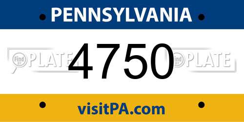 4750 Pennsylvania License Plate