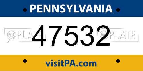 47532 Pennsylvania License Plate