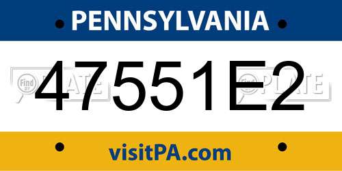 47551E2 Pennsylvania License Plate